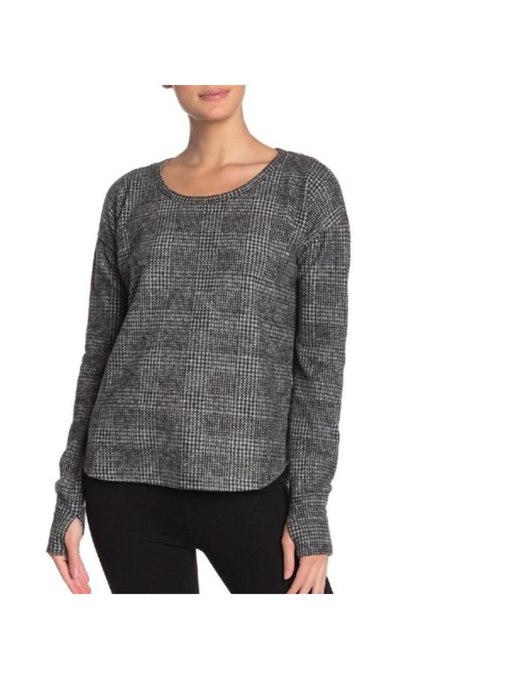 CG Sport Cozy Glen Plaid Print Thumbhole Sweater